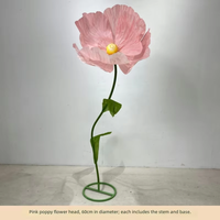Amapola de Papel Gigante Realista con Base, Decoración para Escaparates, Bodas y Fotografía Comercial