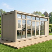 Casa Contenedor Desmontable de 20 pies con Pared de Cortina de Vidrio Personalizada, Villa Contenedor Prefabricada Impermeable para Oficina