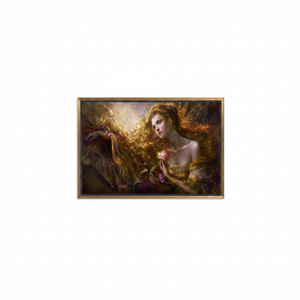 Printed <b>Canvas</b>: Modern Girl Room Decor with Rose Art,GOLD <b>FRAMED</b> <b>CANVAS</b> - Product Image 2