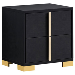 Jeremiah <b>Black</b> 2-<b>drawer</b> Nightstand Modern <b>Storage</b> <b>Drawer</b> Cabinet Bedroom Furniture - Product Image 2