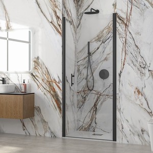 Kamalu KS2800N Porta Doccia a Battente 80cm Nera Altezza 200cm Senza Telaio Design Moderno con Vetro Temperato 10mm per Bagno e Hotel - Product Image 1