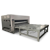 Machine d'impression flexographique semi-automatique à double couleur pour carton ondulé avec alimentation par chaîne, rainurage et découpe