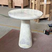 Table basse de luxe moderne à plateau rond en marbre vert avec socle en Calacatta Viola pour salon, chambre et extérieur – Matériau en pierre