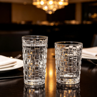 Ensemble de verres à eau texturés transparents empilables pour eau, jus, café et autres boissons