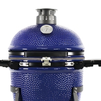 Fourneau Kamado en céramique de 23 pouces, style œuf, pour grillades, fumage, cuisson et rôtissage en extérieur, bleu