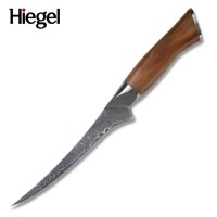 Couteau à fileter artisanal en acier Damas VG10 avec manche en bois flexible, lame de 7 pouces, couteau à fileter aiguisé pour le poisson