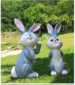 2023 nuovo prodotto promozione regalo artigianato decorazione all'aperto cartone animato carino ornamenti piccola scultura di coniglio