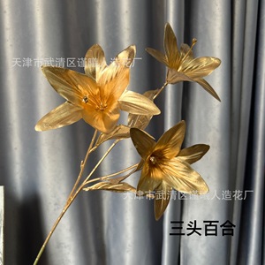 ดอกไม้ประดิษฐ์ Jinxi ใบพลาสติกสีทอง ขนาด 10 ซม.-30 ซม. สำหรับตกแต่งงานแต่งงานและบ้าน - Product Image 3