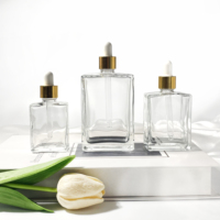 Flacons d'huile essentielle rectangulaires de luxe, flacon d'huile corporelle 30ml 50ml 100ml, flacon compte-gouttes en verre, flacon de crème pour les yeux, emballage cosmétique