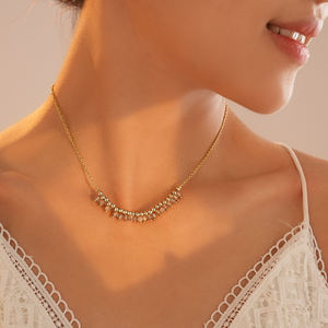 قلادة نسائية أنيقة بتصميم بسيط لعام <span class=keywords><strong>2026</strong></span>، سلسلة عنق مزينة بالخرز والأحجار اللامعة للنساء - Product Image 4