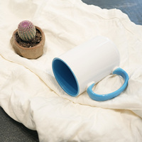 Tasse en céramique bicolore 16 pièces à l'extérieur blanc à l'intérieur de la tasse de sublimation de couleur unie avec poignée tasses en céramique mélanger 4 couleurs tasse à boire