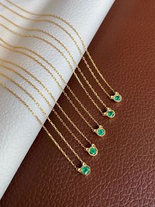 Colliers pendentifs en or massif 18 carats Xinfly avec émeraude, bijoux fins en pierres précieuses Au750 pour femmes - Product Image 3