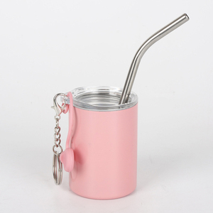 <span class=keywords><strong>Porte</strong></span>-clés à double paroi isolé sous vide de 3oz en acier inoxydable avec couvercles et pailles en métal - Product Image 3