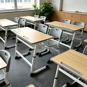 Ensemble <span class=keywords><strong>de</strong></span> mobilier <span class=keywords><strong>de</strong></span> <span class=keywords><strong>classe</strong></span> universitaire populaire pour enfants et adolescents, réglable en hauteur, avec bureau double et chaise en bois pour étudiants - Product Image 4