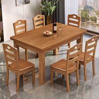Table à manger rectangulaire moderne et simple avec chaises, design chinois en bois massif, 6 places, réglable, pour petit appartement