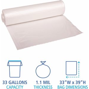 Bolsas de Basura Domésticas Boardwalk de 33 Galones, Paquete de 10, Polietileno de Baja Densidad de 1.1 Mil, 33 x 39 Pulgadas, Bolsas/Rollo Transparentes para Contenedores de Basura - Product Image 6