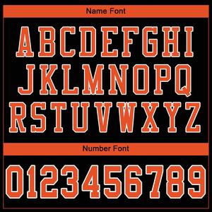 Custom <b>Black</b> Orange-<b>White</b> Classic Style Mesh Authentic <b>Football</b> Jersey - Product Image 3