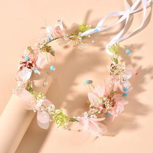 Dress Accessories Bohemian Pearl <b>Crowns</b> Hair Hoop Wedding Beautiful <b>Flower</b> Headband - Product Image 2