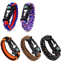 Bracelet de survie JQ à sept brins en corde tressée plastique/nylon cinq-en-un avec boussole pour la randonnée, l'escalade et l'exploration en jungle