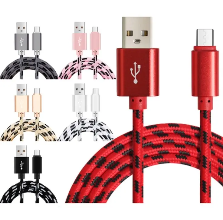 Cables Micro USB tipo C de carga rápida, Cable de nailon trenzado para teléfono móvil, Samsung, Xiaomi, Android