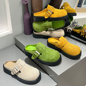 Sabots décontractés unisexes personnalisés en daim à semelle épaisse, <span class=keywords><strong>mules</strong></span> compensées pour femmes - Product Image 1