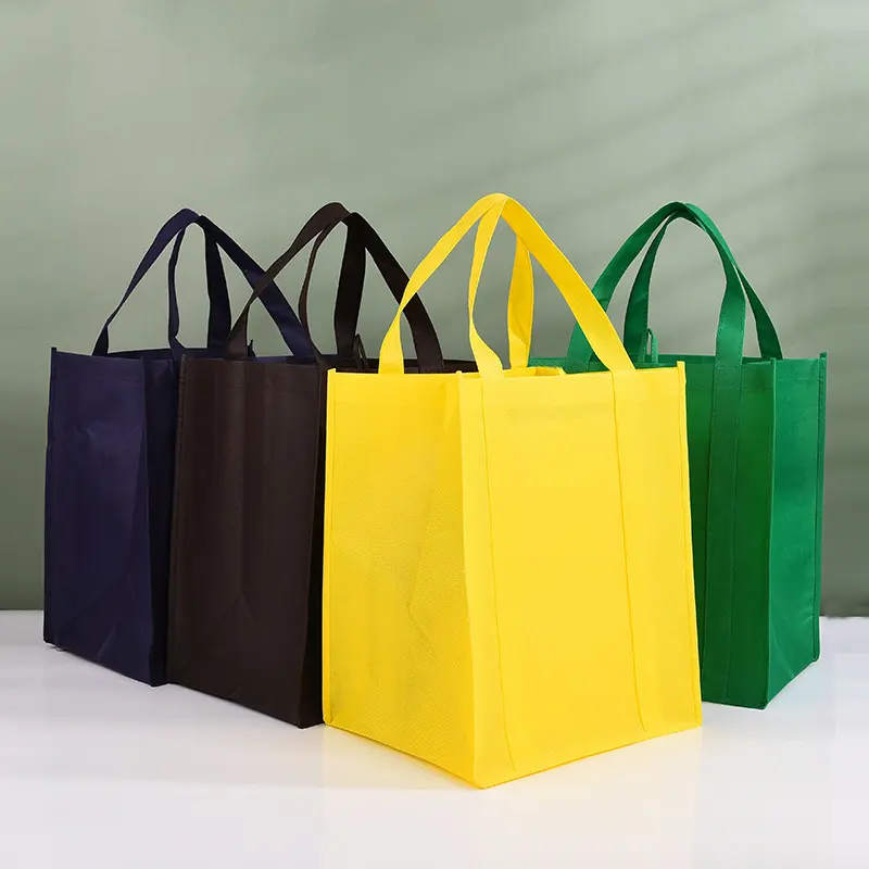 Promotional Handled Non Woven Bag Custom Print Logo Non Woven Grocery Tote Bags For Show Gifts