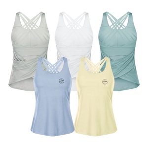 Custom Logo High Quality Solid Color Sleeveless <strong>Vest</strong> Yoga Gym Casual Breathable Tank <strong>Top</strong> Women <strong>Built</strong> <strong>in</strong> Padded <strong>Bra</strong> - Product Image 1