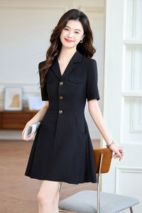 <span class=keywords><strong>Robe</strong></span> en pure laine pour printemps/été respirant lavable à <span class=keywords><strong>col</strong></span> roulé à manches courtes avec bretelles spaghetti longueur au genou Style doux - Product Image 2