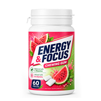 OLLI Chewing-gum sans sucre à la pastèque pour l'énergie et la concentration, mélange de L-Théanine et de vitamines B, stimulant pour la concentration mentale quotidienne
