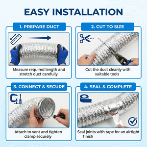 Tuyau flexible en aluminium pour climatiseur portable de chantier, kit de ventilation de fenêtre pour climatisation, conduit de ventilation HVAC - Product Image 2