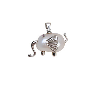 Collier en perles exotiques en forme d'éléphant fait à la main pour femmes, pendentif baroque en argent 925, composants de bijoux creux, bricolage - Product Image 5