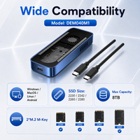 Carcasa de Doble Bahía para SSD M.2 NVMe/SATA, USB-C 20Gbps, Compatible con 2x8TB 2230/2280SSD, Carcasa de Aluminio, RTL9220 para Windows/Mac/Linux/Android