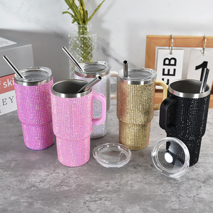 5oz Mini bicchierino in acciaio inox con strass per bambini Tumbler con manico a doppia parete tazze da caffè insalate - Product Image 6