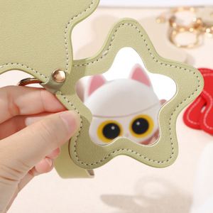 Creative PU Leather <b>Star</b>-shaped <b>Mirror</b> Keychain Pendant New Five-pointed <b>Star</b> Leather Keychain <b>Mirror</b> Portable Cute <b>Mirror</b> - Product Image 2