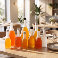 Bouteille en verre givré transparente ronde pour boissons, jus, café, avec bouchon à vis, prix moins cher, 250 ml, 350 ml, 500 ml, 700 ml