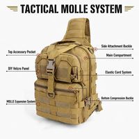 Sac à bandoulière tactique 15L avec cadre externe, sac à dos EDC Molle étanche en nylon camouflage, dos ergonomique