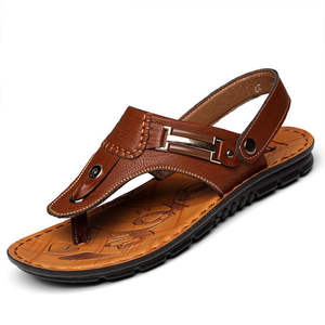 Nouvelles sandales d'été décontractées pour hommes, chaussures de plage en <span class=keywords><strong>cuir</strong></span> à semelles souples et antidérapantes pour hommes, <span class=keywords><strong>tongs</strong></span>, <span class=keywords><strong>tongs</strong></span> pour hommes - Product Image 1