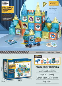 Juego de bloques de construcción magnéticos con pista, bola, pegatinas, ventana colorida, juguete educativo para niños, fábrica de regalos al por mayor - Product Image 6