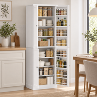 Buffet de cuisine haut grande capacité à 4 portes en mélaminé, meuble de rangement multi-étagères, fournisseur de meubles pour la maison