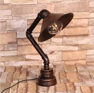 European Retro Industrial Design <strong>Table</strong> <strong>Lamp</strong> Iron Art Bronze with Water Pipe <strong>for</strong> Cafe Bedroom E14 Ac Power Supply Metal <strong>Shade</strong> - Product Image 4