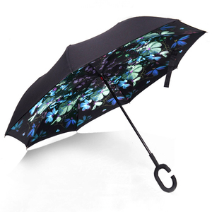 Diseño personalizado económico Varilla recta <span class=keywords><strong>Tipo</strong></span> C Mango largo Manual Apertura inversa <span class=keywords><strong>Paraguas</strong></span> para automóvil - Product Image 5