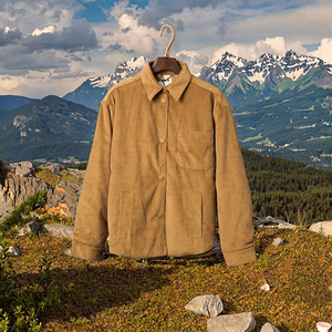 Veste d'hiver imperméable <span class=keywords><strong>Softshell</strong></span> pour homme Manteau en polaire coupe-vent simple boutonnage OEM Veste en duvet de coton texturé en velours côtelé - Product Image 2