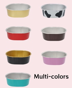 Bán buôn nhôm lá hình bầu dục cupcake Baking ly có nắp đậy, hình elip cupcake lá Liners mini bánh <span class=keywords><strong>container</strong></span> cho Flan bánh pudding - Product Image 6