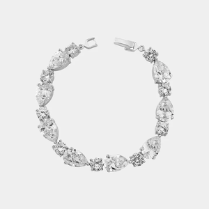 Elegante pulsera nupcial para novias y damas de honor, diseño de lujo con cristales y perlas, joyería ajustable chapada en oro. - Product Image 4