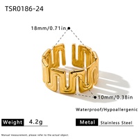 Tourbillon Défilement Ouvert 18K Plaqué Or Acier Inoxydable Incurvé Vague Spirale Bande Réglable Bijoux Anneaux pour Femmes