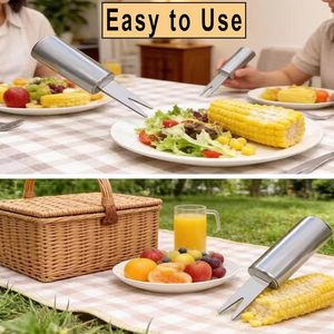 Stainless Steel Multi-Function <b>BBQ</b> Skewers & Baking <b>Tool</b> Set with Long Handle Reusable & Easily Cleaned for Outdoor Camping - Product Image 3