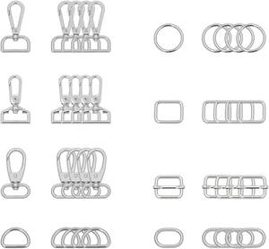 Kit de Herrajes Metálicos para Bolsos: Ganchos Giratorios, Anillas Ovaladas y Cuadradas, Hebillas Deslizantes y Cierres Giratorios para Fabricación de Bolsos, Color Plata - Product Image 1
