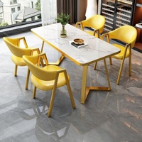 Ensemble table et chaises de salle à manger en métal de style moderne avec tissu doux pour la maison, le restaurant, l'hôtel, l'appartement, le salon de beauté, le salon, l'école