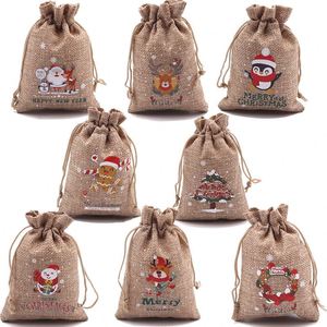 Custom Eco-Friendly Christmas Linen <b>Drawstring</b> Gift Bag Candy Storage Packaging <b>Pouch</b> & Bag for Party Favors - Product Image 5
