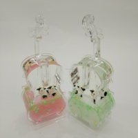 Porte-stylo en acrylique transparent au design élégant en forme de violoncelle, avec liquide scintillant et paillettes flottantes à l'intérieur, papeterie multicolore éclatante